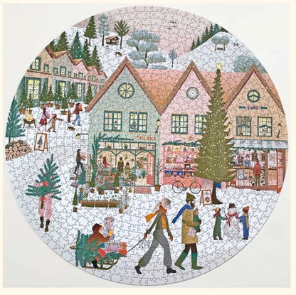 Puzzle rond Noël blanc - Vissevasse - 1000 pièces