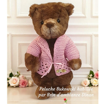 Gilet au crochet en coton rose