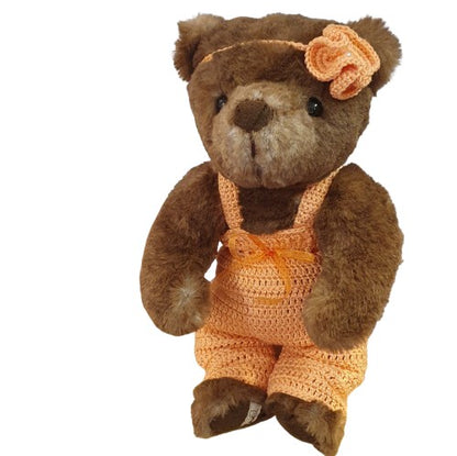 Ours en peluche RANGER en salopette abricot