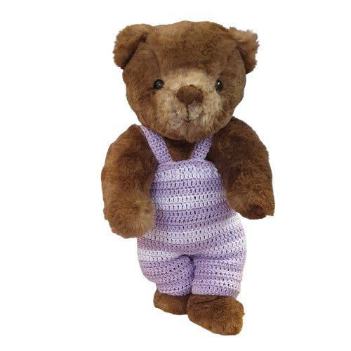 Ours en peluche RANGER en salopette mauve