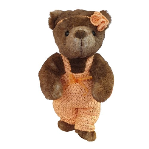 Ours en peluche RANGER en salopette abricot