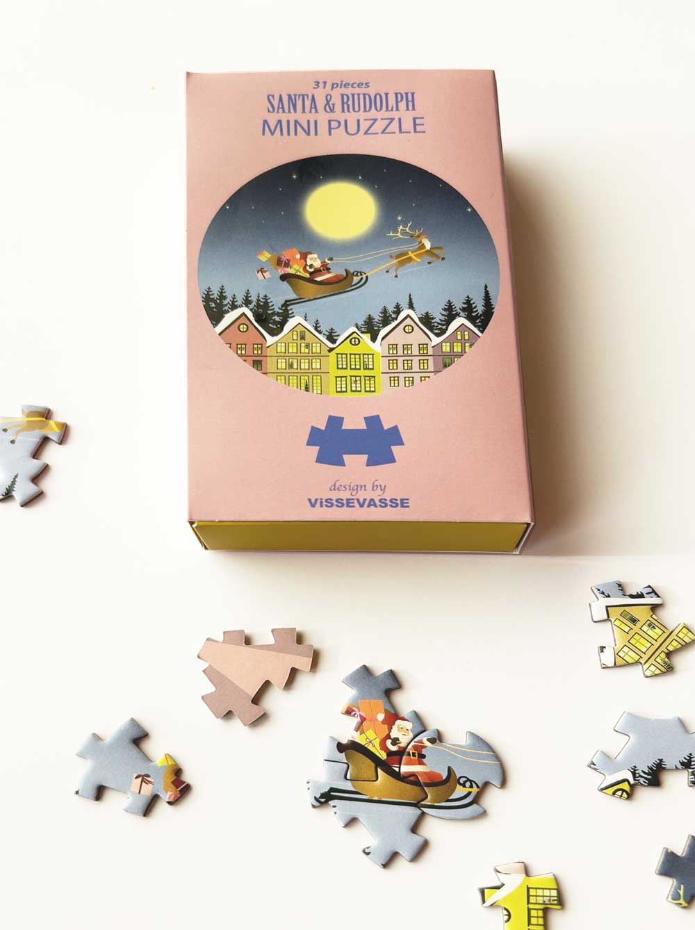 Mini puzzle rond Santa and Rudolph - Vissevasse - 31 pièces