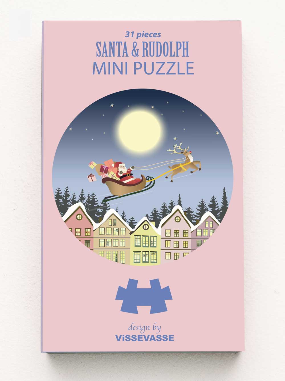 Mini puzzle rond Santa and Rudolph - Vissevasse - 31 pièces