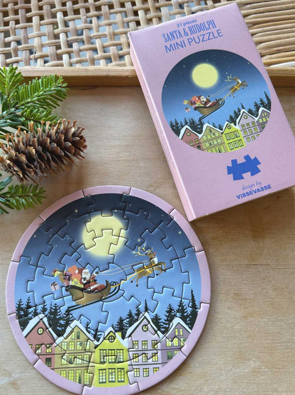 Mini puzzle rond Santa and Rudolph - Vissevasse - 31 pièces