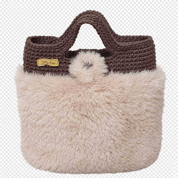 Sac à main au crochet en fourrure beige (anse intégrée)