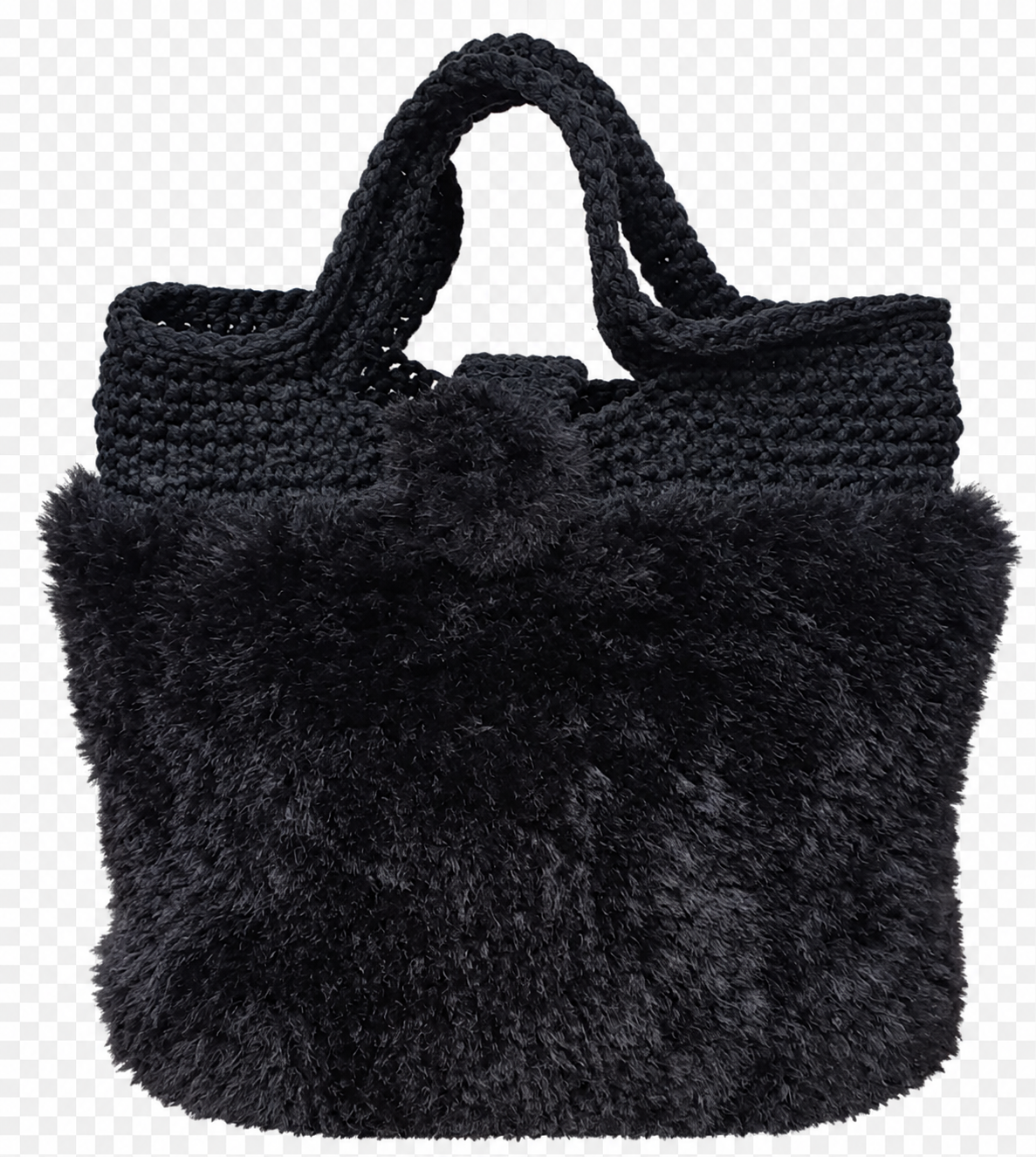 Sac à main au crochet en fourrure noire (anse intégrée)