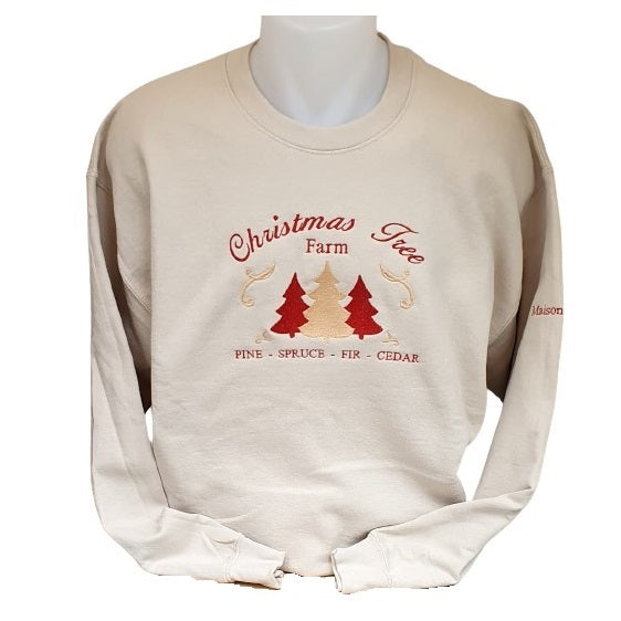 Sweat-Shirt sable - Broderie Christmas Tree Farm