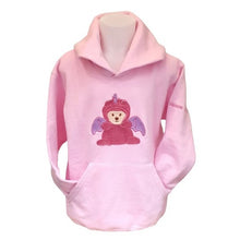 Charger l&#39;image dans la galerie, Sweat-shirt rose à capuche enfant - Broderie Petit dragon rose
