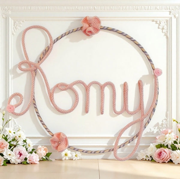 Déco prénom au tricotin ROMY