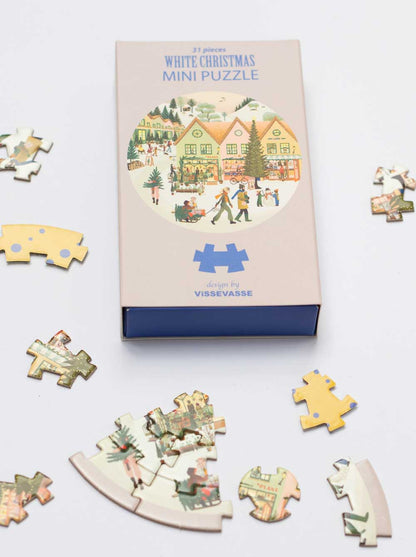 Mini puzzle rond White Christmas  - Vissevasse - 31 pièces