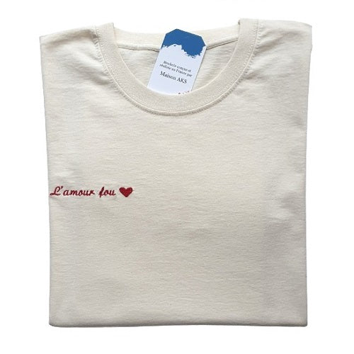 TEE-SHIRT ÉCRU BRODÉ - L'AMOUR FOU