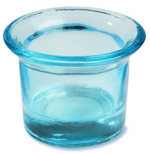 Photophore en verre coloré bleu