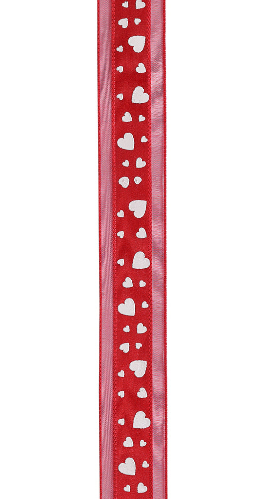 Ruban satin imprimé cœurs